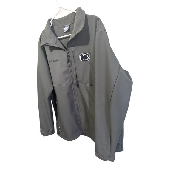 Columbia Penn State Softshell Jacket Men’s Large Gray Fleece Lined Full Zip PSU - Picture 3 of 10